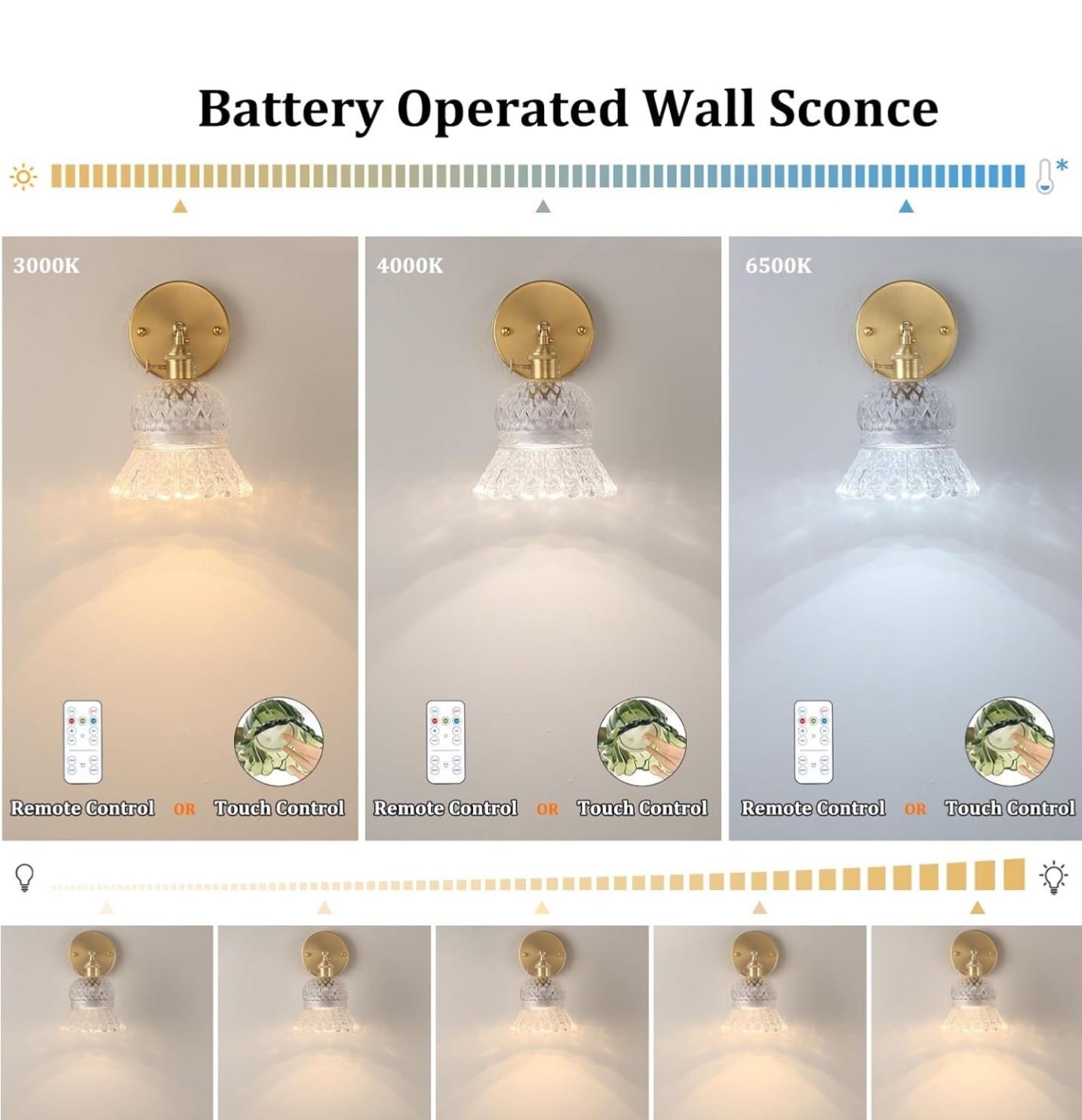 APLIQUE DE PARED VINTAGE CON LUZ LED RECARGABLE Y CONTROL REMOTO