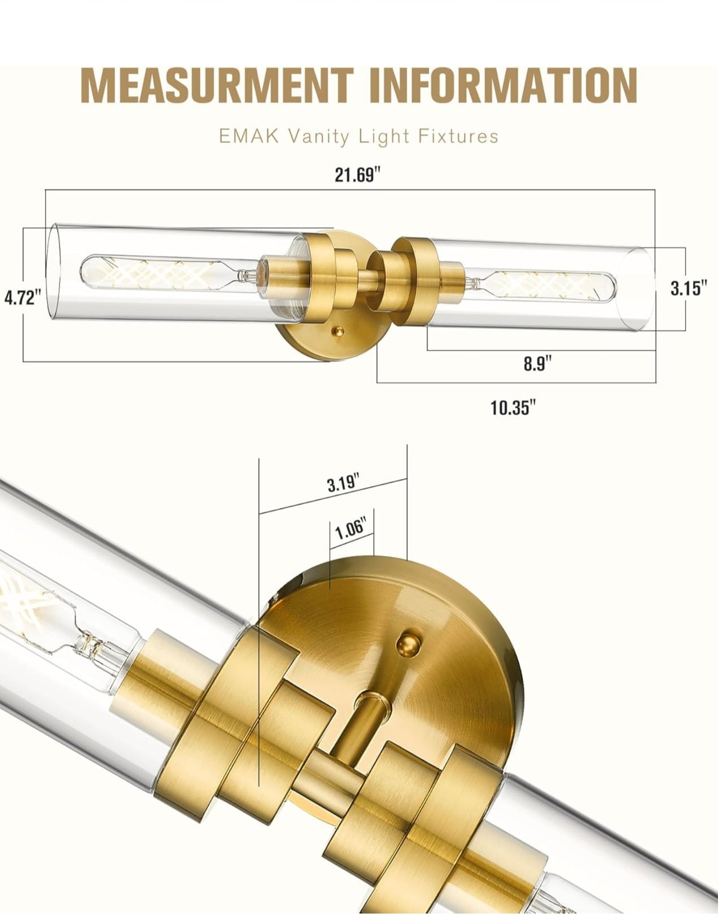 APLIQUES DE PARED CILINDRICA CON MODERNAS LUCES DE ORO CEPILLADO