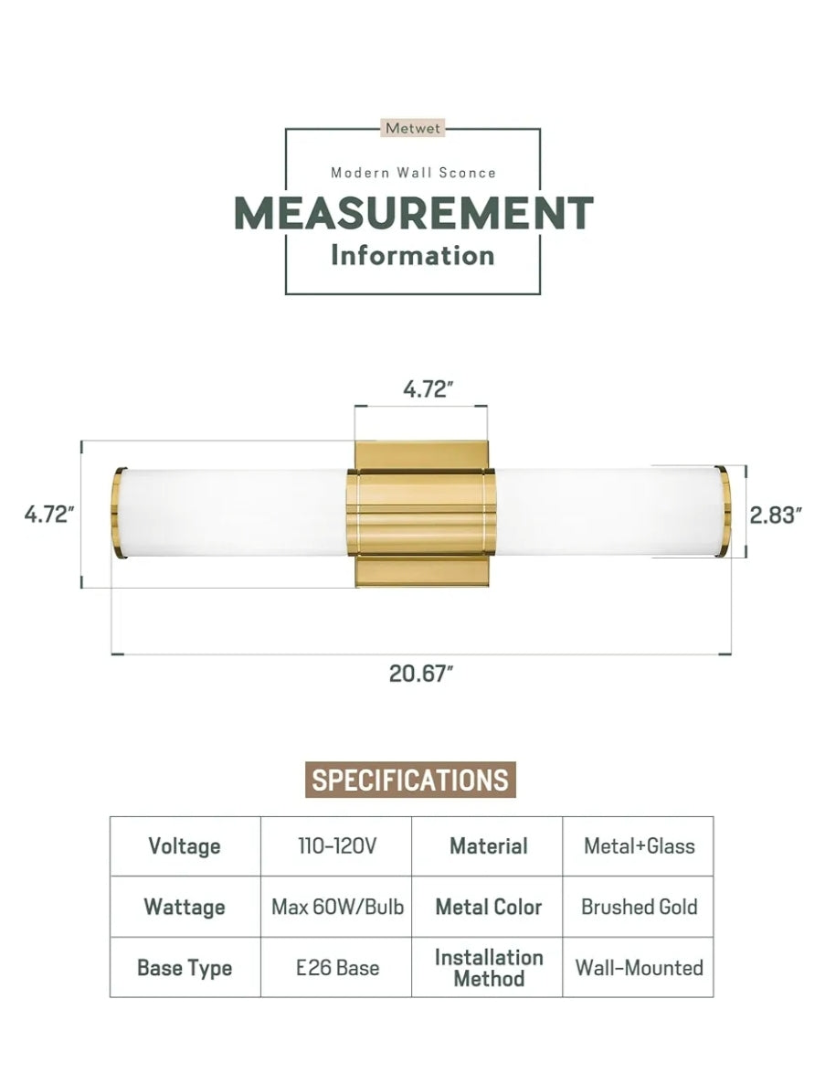 APLIQUE DE PARED MODERNO DORADO CON PARED CILINDRICA DE VIDRIO LECHE